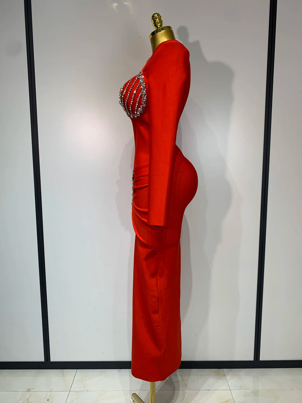 Women Sexy Luxury Sparkly Diamond Bandage Long Sleeve Bodycon Dress  Celebrity Elegant Evening Club Pary Birthday Dresses