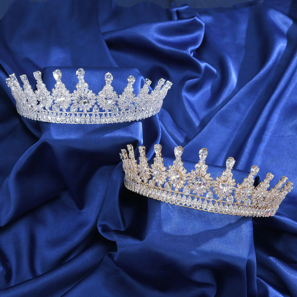 AAA Zircon Tiaras and Crowns CZ Zirconia Headband For Bride Women Princess Queen Diadem Wedding Accessories Bridal Hair Jewelry