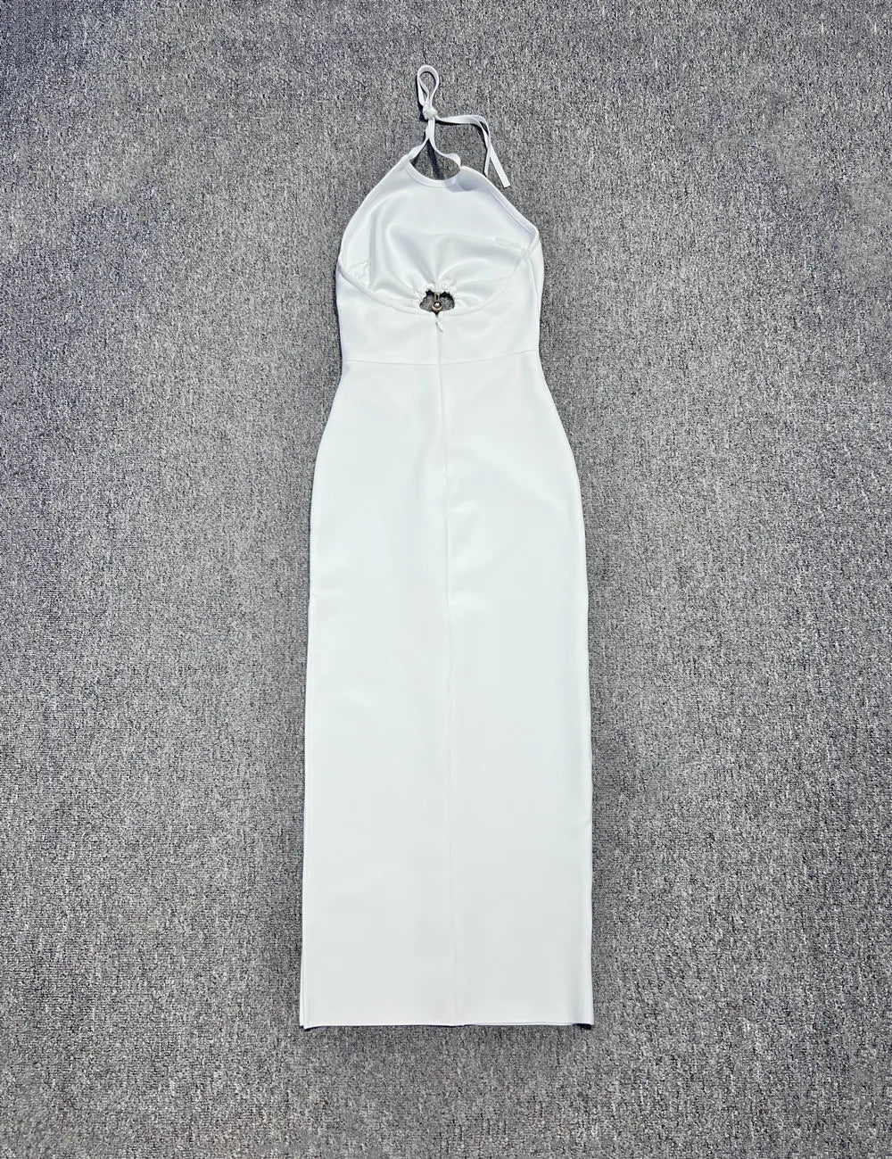 White Color Women Sexy Off the Shoulder Keyholes Bodycon Bandage Mid-calf Dress Backless Fashion Celebrate Nightclub Party Dress