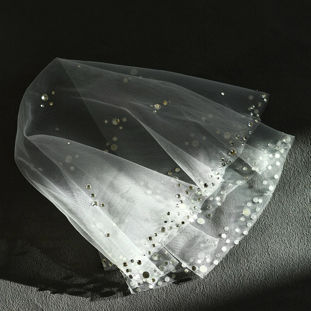 Short Crystal Bridal Veil Lace Wedding Veils For Evening Dinner Party Dress Women Gift Hair Accessories Brides Jewelry a