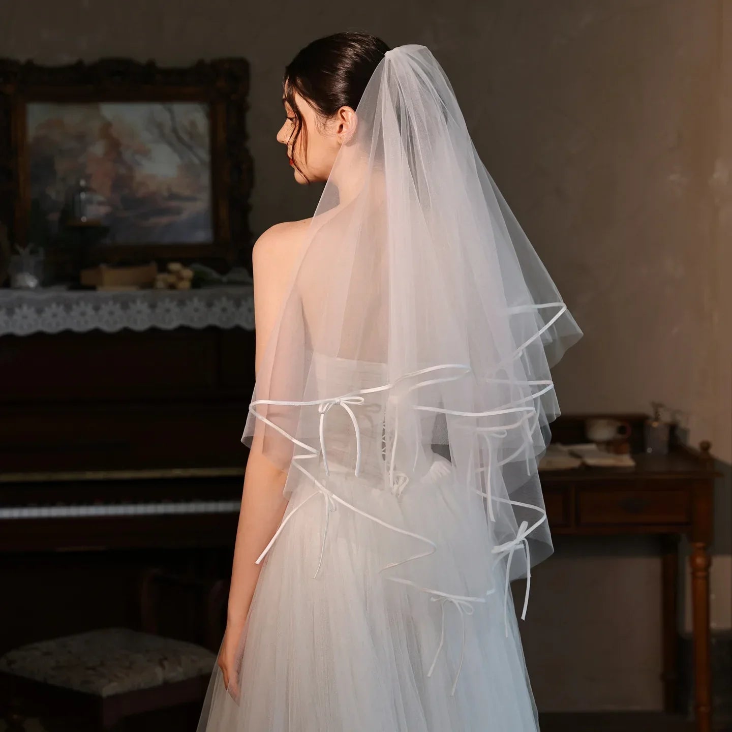 Short Bridal Veil White Wedding Veils For Brides Evening Dinner Party Dress Women Girl Gifts Hair Accessories Jewelry