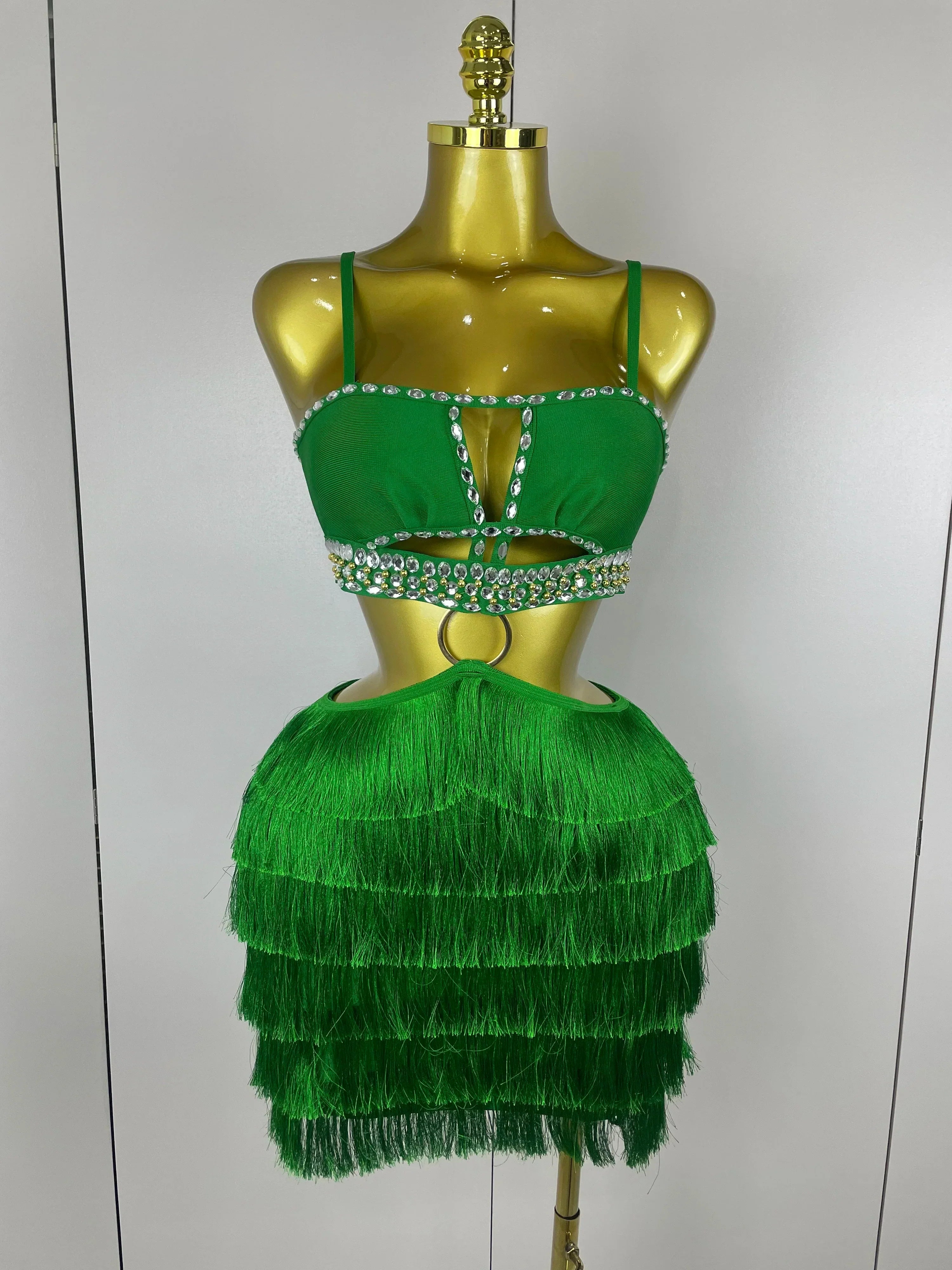 Women Sexy Green Sling Backless Dress Bodycon Bandage Dress Celebrity Elegant Evening Club Luxury Birthday Party Dresses green