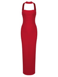 2024 Sexy Women Maxi Dress Fashion Slips Sleeveless Bodycon Off Back Long Bandage Dress Celebrity Cocktail Evening Party Vestido Red