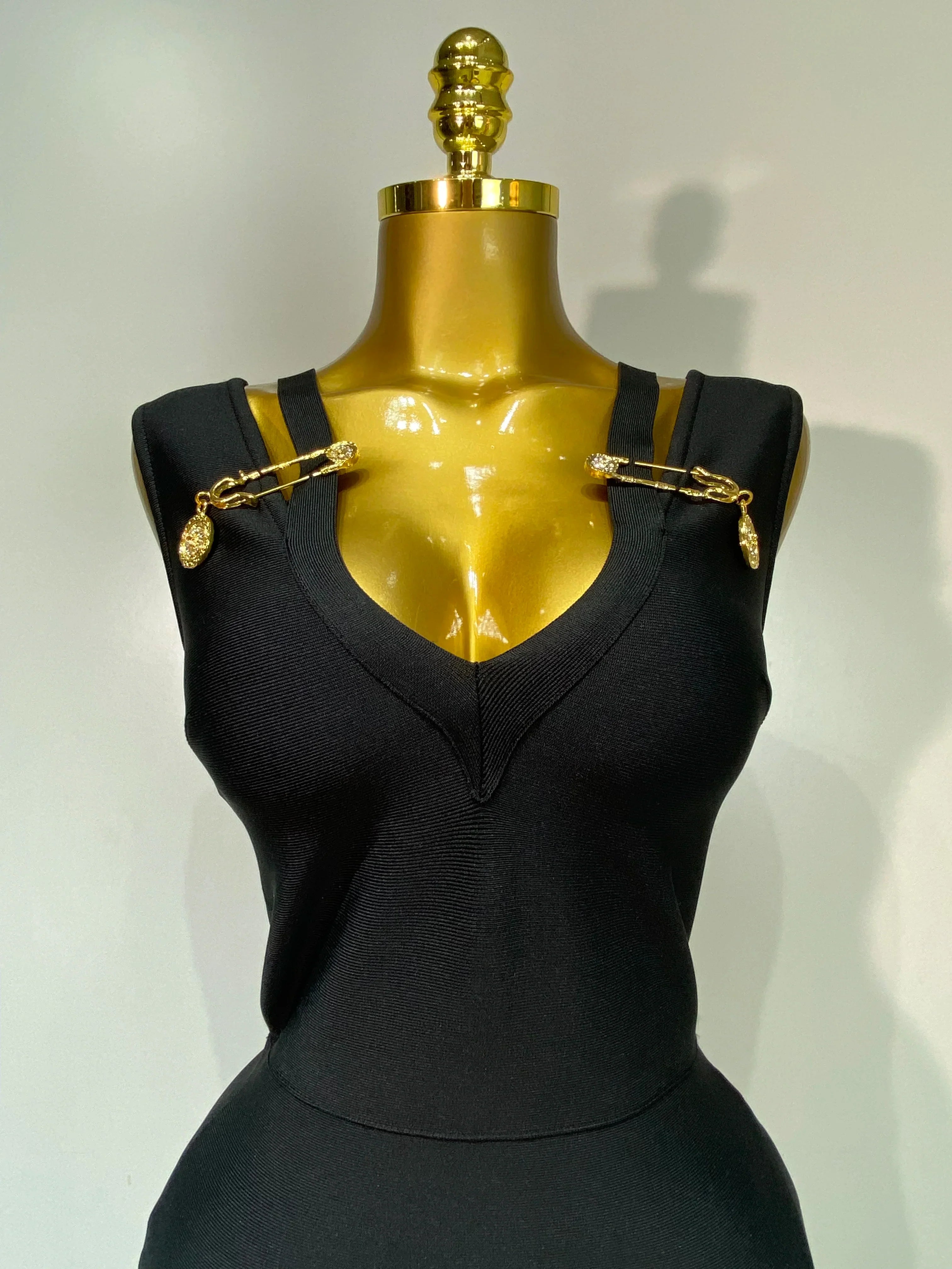 Women Black Elegant Bandage Dress Sexy Sleeveless Bodycon Evening Party Club Luxury Birthday Dress Wedding Guest Gown
