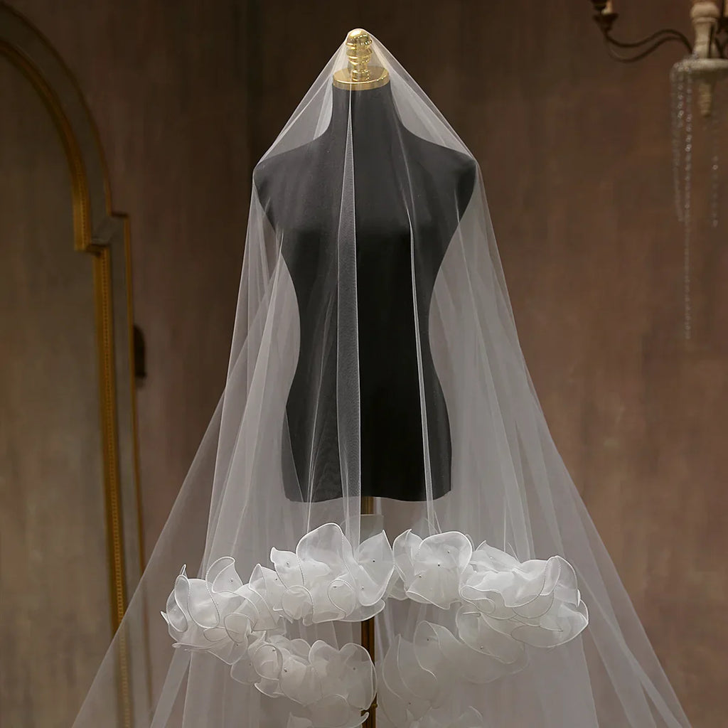 Luxury Long Bridal Veil Lace Wedding Veils For Brides Evening Dinner Party Dress Women Girl Gifts Hair Accessories Jewelry