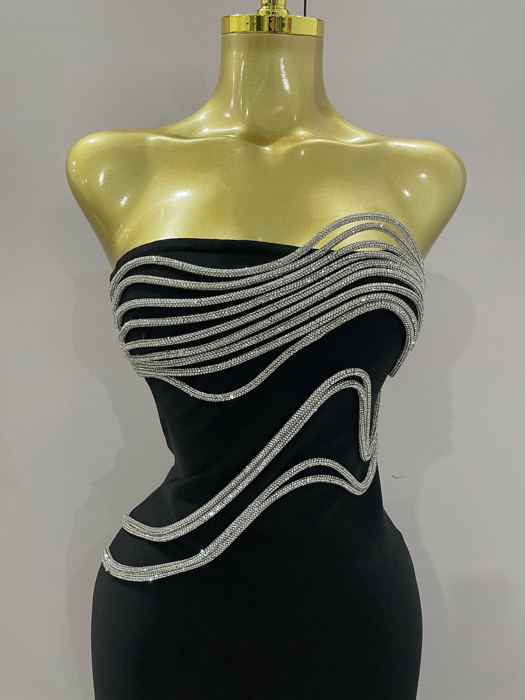 Sexy Strapless Diamond Lines Bodycon Bandage Long Dress  Women Celebrity Red Carpet Elegant Evening Birthday Party Dresses
