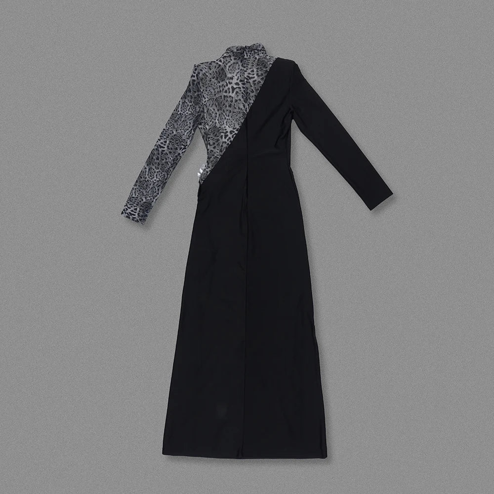 Women Long Sleeve Shinning Sequins Florals Bodycon Long Dress Keyhole Celebrate Evening Party Prom Outfit