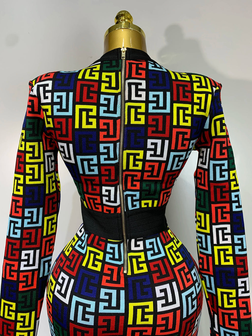 Women Long Sleeve V-Neck Bodycon Jacquard Short Bandage Dress  Elegant Evening Luxury Birthday Party Cocktail Outfit