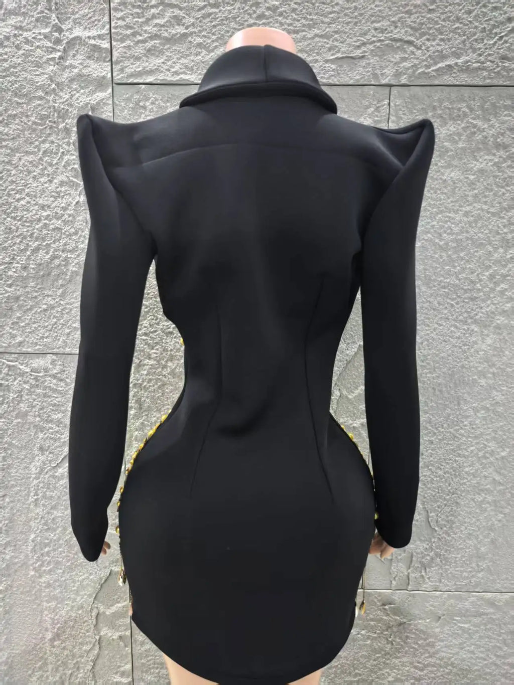 Women Long Sleeve Sexy Deep V-Neck Bodycon Blazer Dress Shinning Sequins Celebrate Nightclub Bar Singer Stage Wear