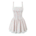 TAVIMART Summer Women's Dresses Bandage Waist Shaper Elastic Tie Princess Dress Sleeveless Lapel Short Beach Holiday Dress