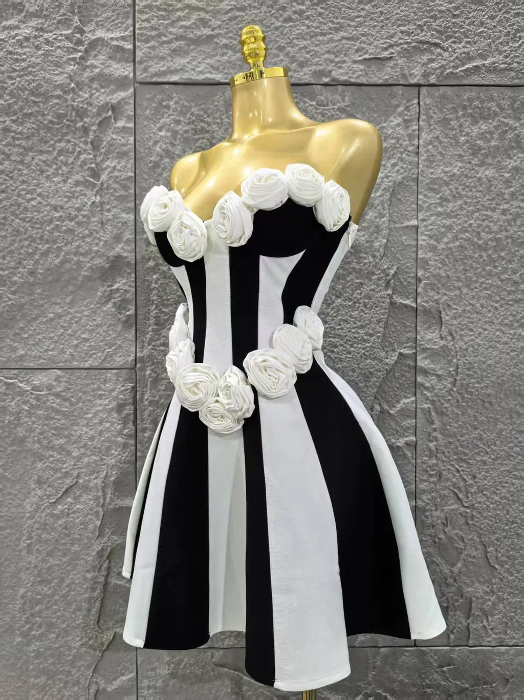 Women Sexy Strapless Florals A-line Mini Bandage Dress Cute Girls' Birthday Party Fashion Cocktail Outfit