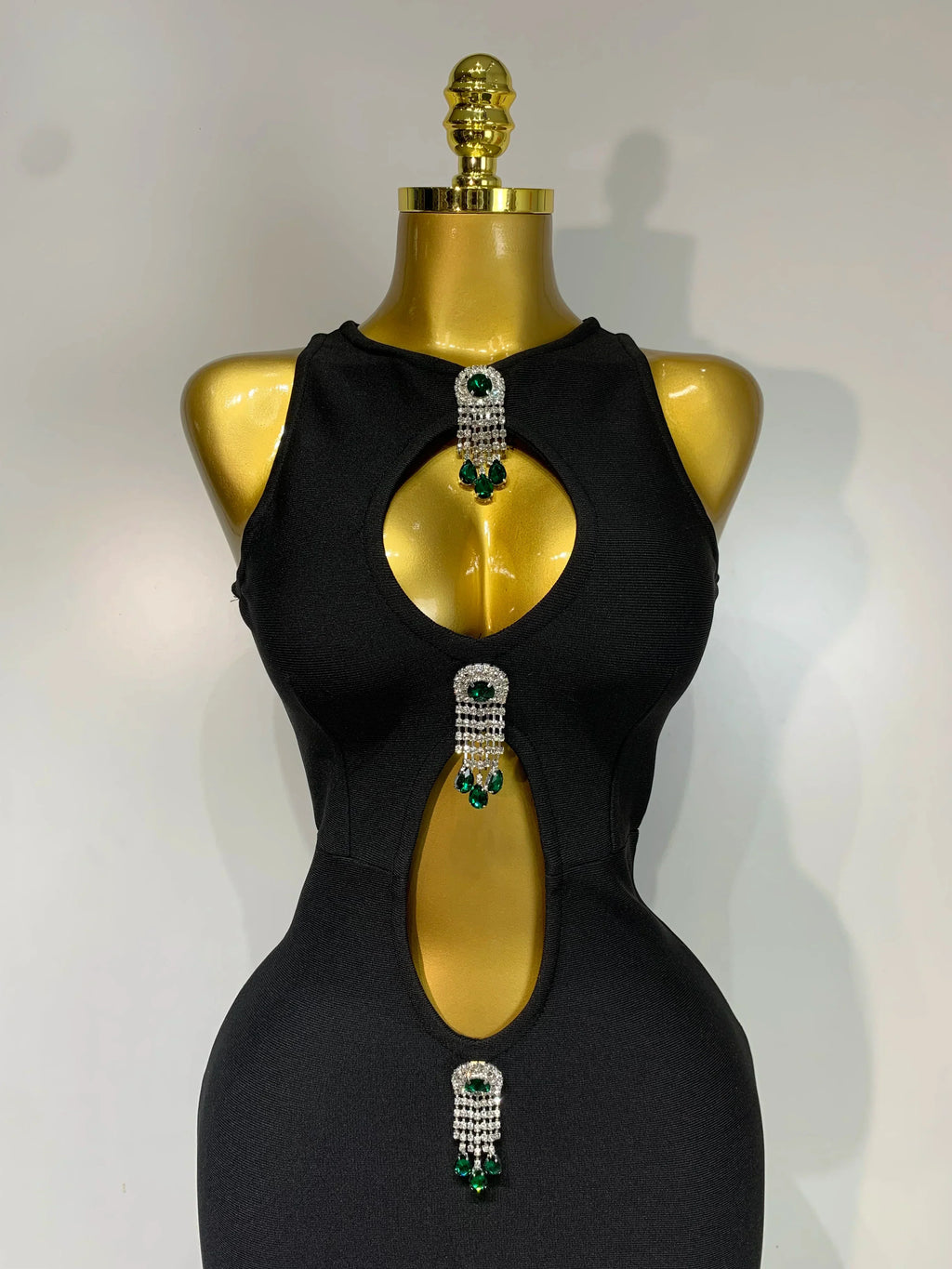 Women Celebrity Sexy Cut Out Diamonds Black Long Bodycon Bandage Dress  Elegant Evening Club Party Luxury Birthday Dresses