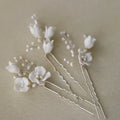 Bridal Jewelry Porcelain Flower Hairpins Silver Color Hair Pin Clip For Brides Bridesmaids Women Head Pieces Wedding Accessories silver color