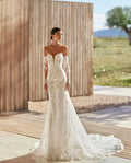 Customized Elegant Lace Appliques Mermaid Wedding Dresses for Bridal 2026 Detachable Long Sleeves Sweetheart Vestido de novia Red