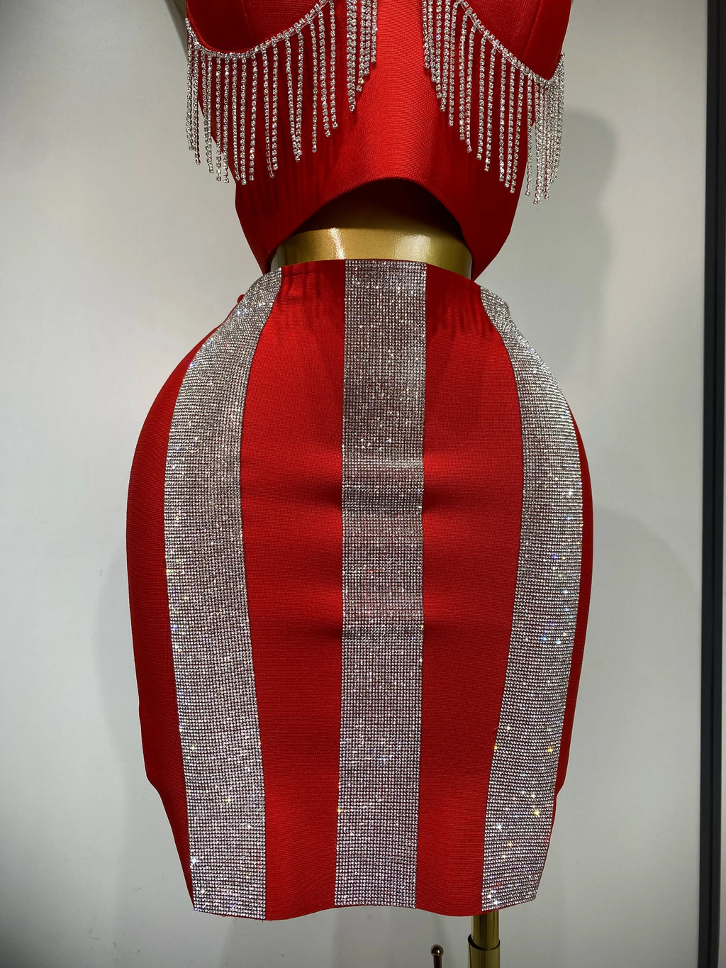 Women Sexy Sling Backless Tassels Bandage Skirt Two Piece Set Knitted Celebrity Elegant Evening Luxury Birthday Dresses