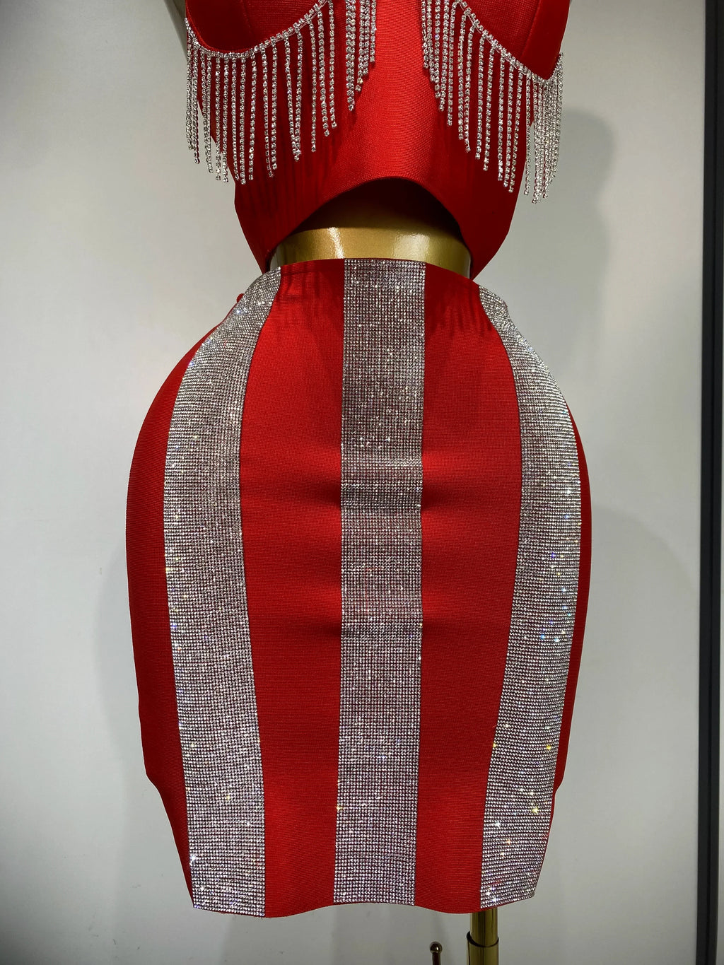 Women Sexy Sling Backless Tassels Bandage Skirt Two Piece Set  Knitted Celebrity Elegant Evening Luxury Birthday Dresses