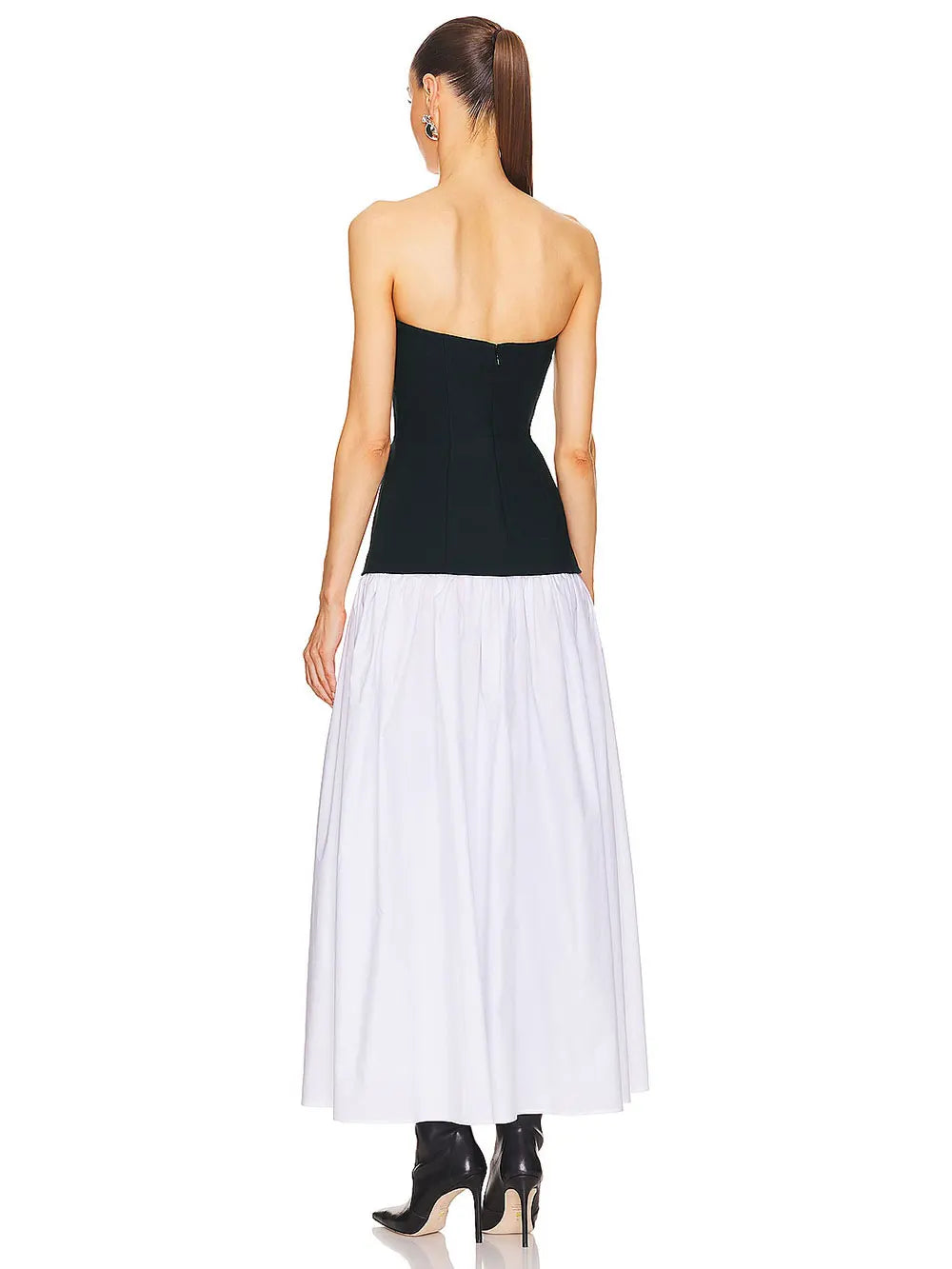 2024 Sexy Women'S Patchwork Long Dress Strapless Sleeveless A-Line Backless Pleated Dress Cocktail Evening Club Party Vestitos