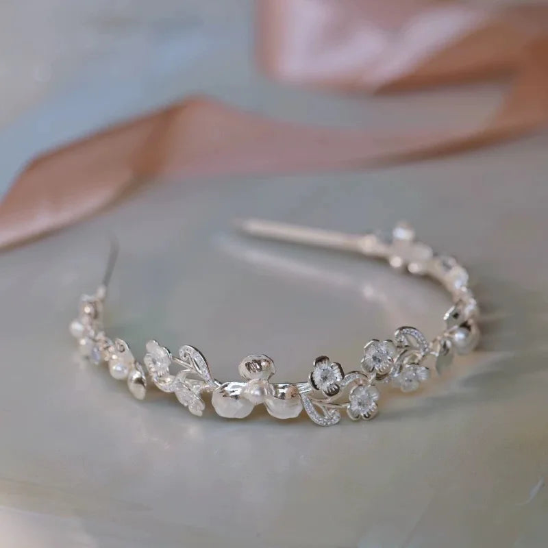 Silver Color Headband Hairband Vintage Headpiece For Bride Bridesmaids Headdress Tiara Bridal Jewelry Wedding Hair Accessories