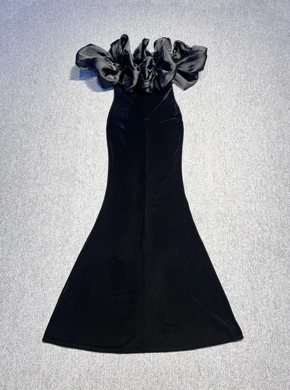 Black Winered Color Women Sexy Off the Shoulder Ruffles Bodycon Velvet Maxi Dress Wedding Party Mermaid Cocktail Outfit