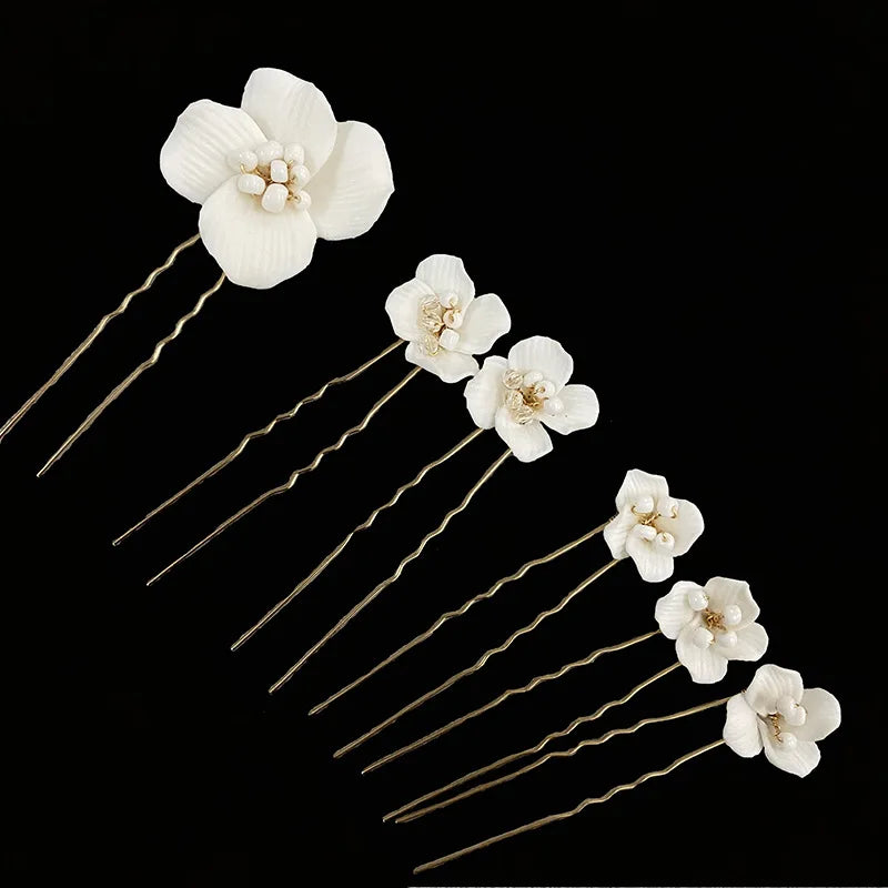 Bridal Hair Jewelry Vintage Headband Hairband Porcelain Flower Headpiece Headdress Bride Gold Color Headwear Wedding Accessories c Gold color