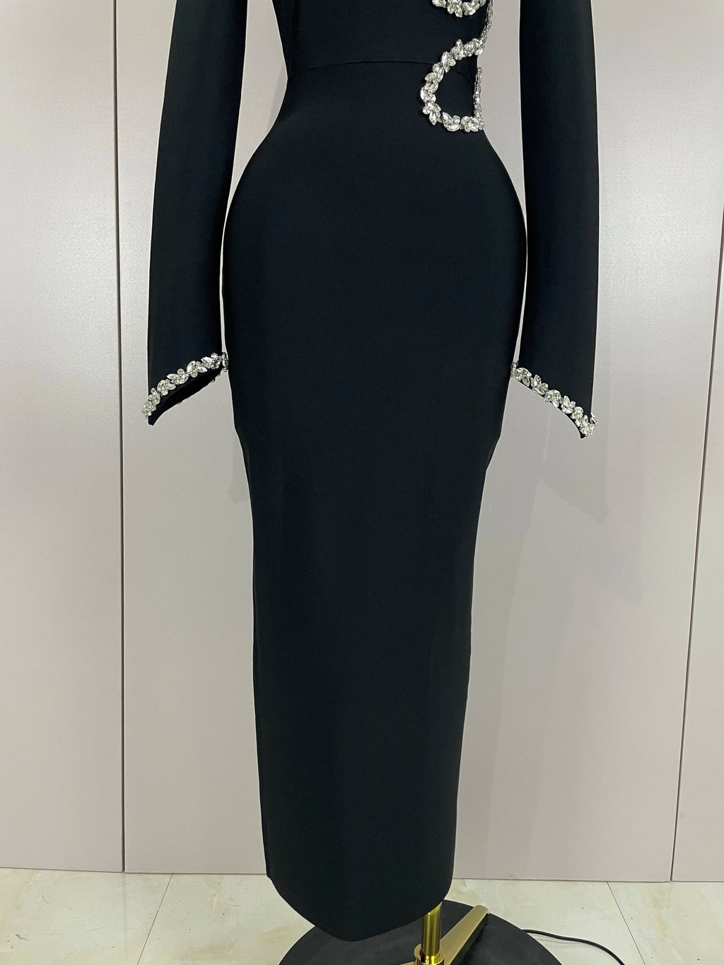 Sexy Long Sleeve Diamonds Maxi Long Bodycon Bandage Dress  Women Celebrity Elegant Evening Party Luxury Birthday Dresses
