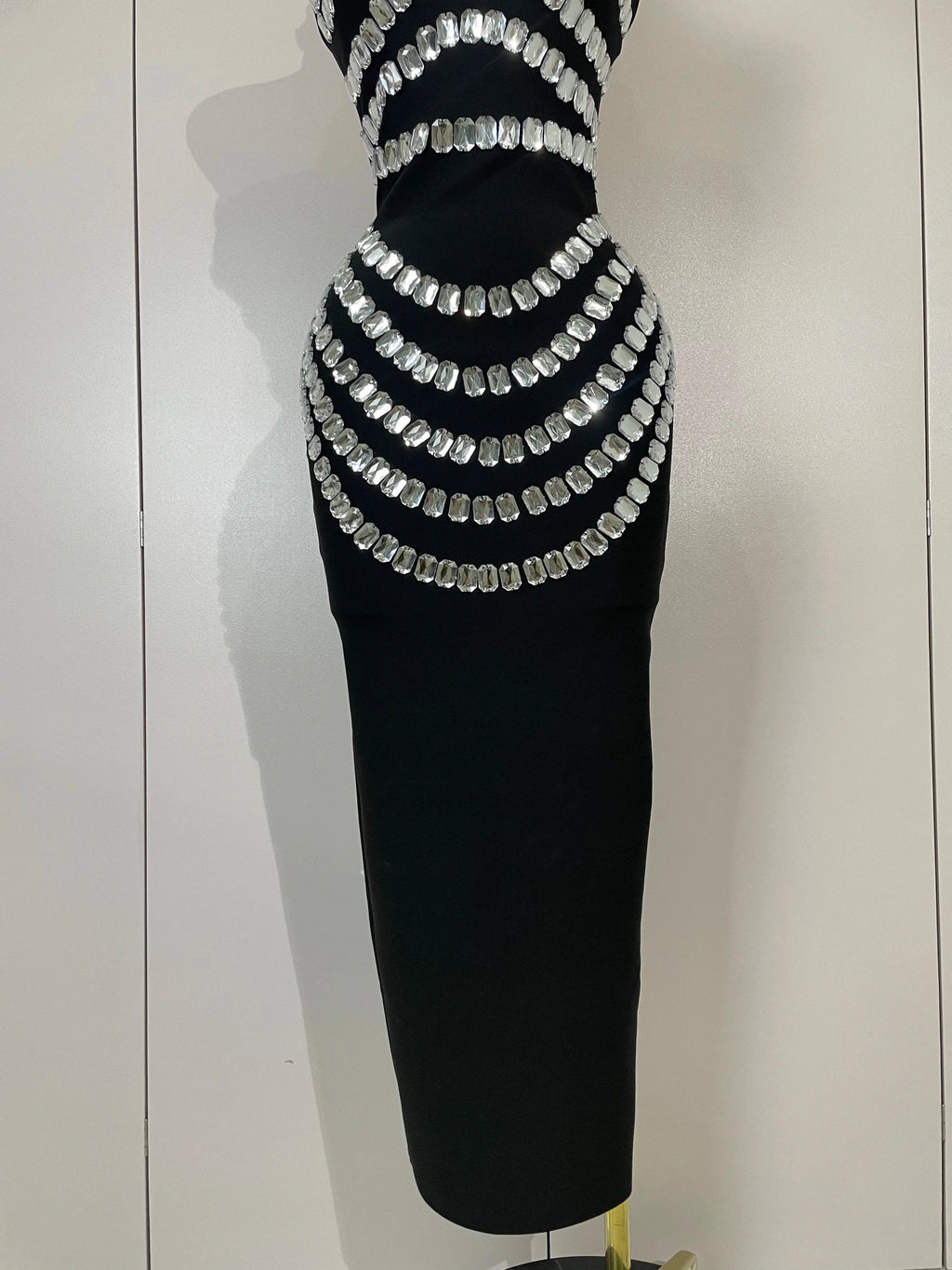 Women Sexy Backless Strapless Black Beading Long Bandage Bodycon Dress  Celebrity Elegant Evening Luxury Birthday Dresses
