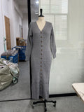 Elegant Modest Knitted Long Dress Loose Buttons Sweater Cardigans 2025 Fall Commuter Lady Fashionable Trendy Casual Woman Wear
