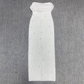 4 Colors Women Sexy Slash Neck Off the Shoulder Shinning Crystal Bodycon Long Bandage Dress Celebrate Birthday Party Outfit Ivory