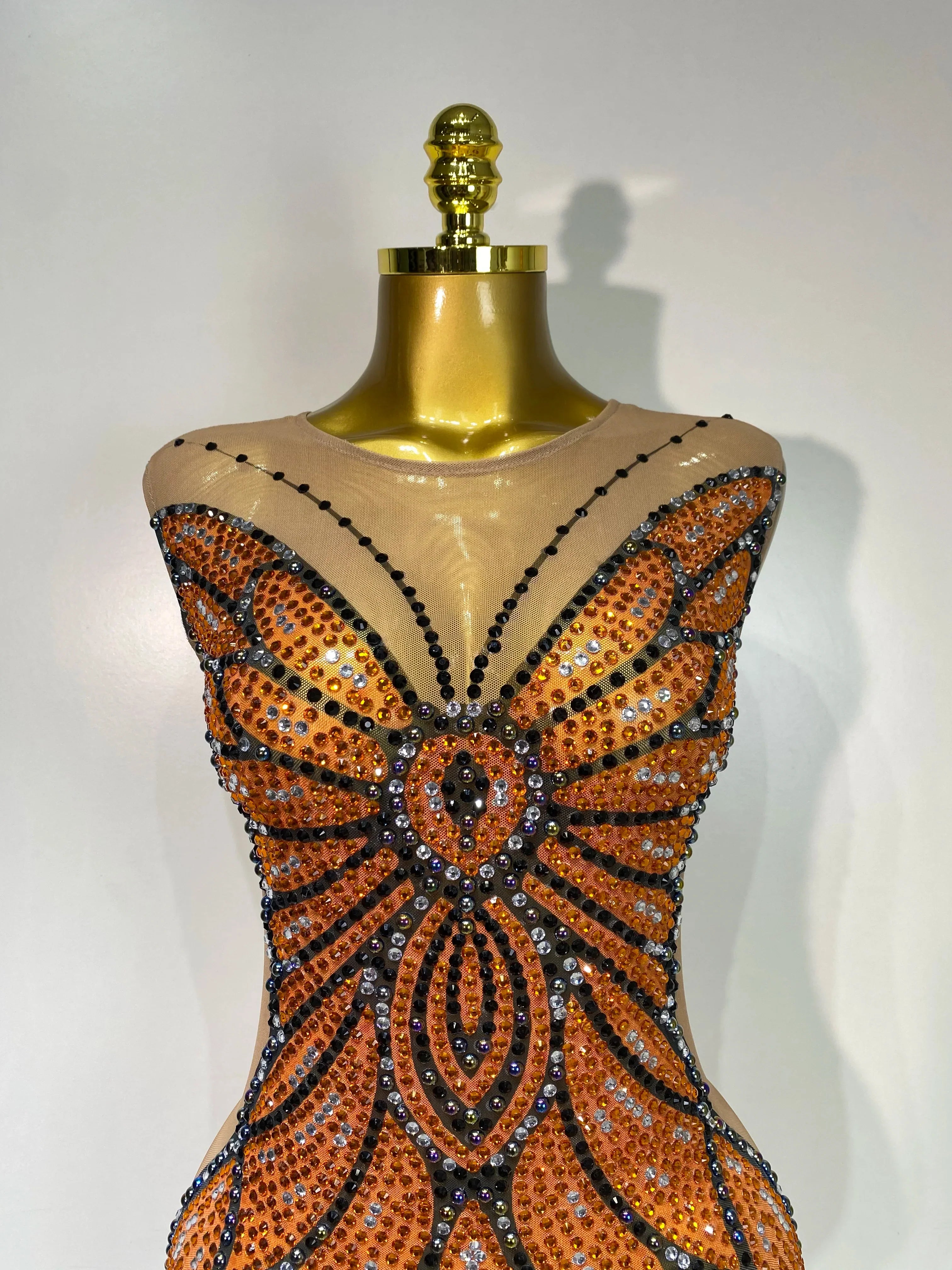 Sparkly Rhinestones Mesh Short Dress Sexy Sleeveless Luxury Birthday Evening Party Gown Performance Singer Stage Outfit