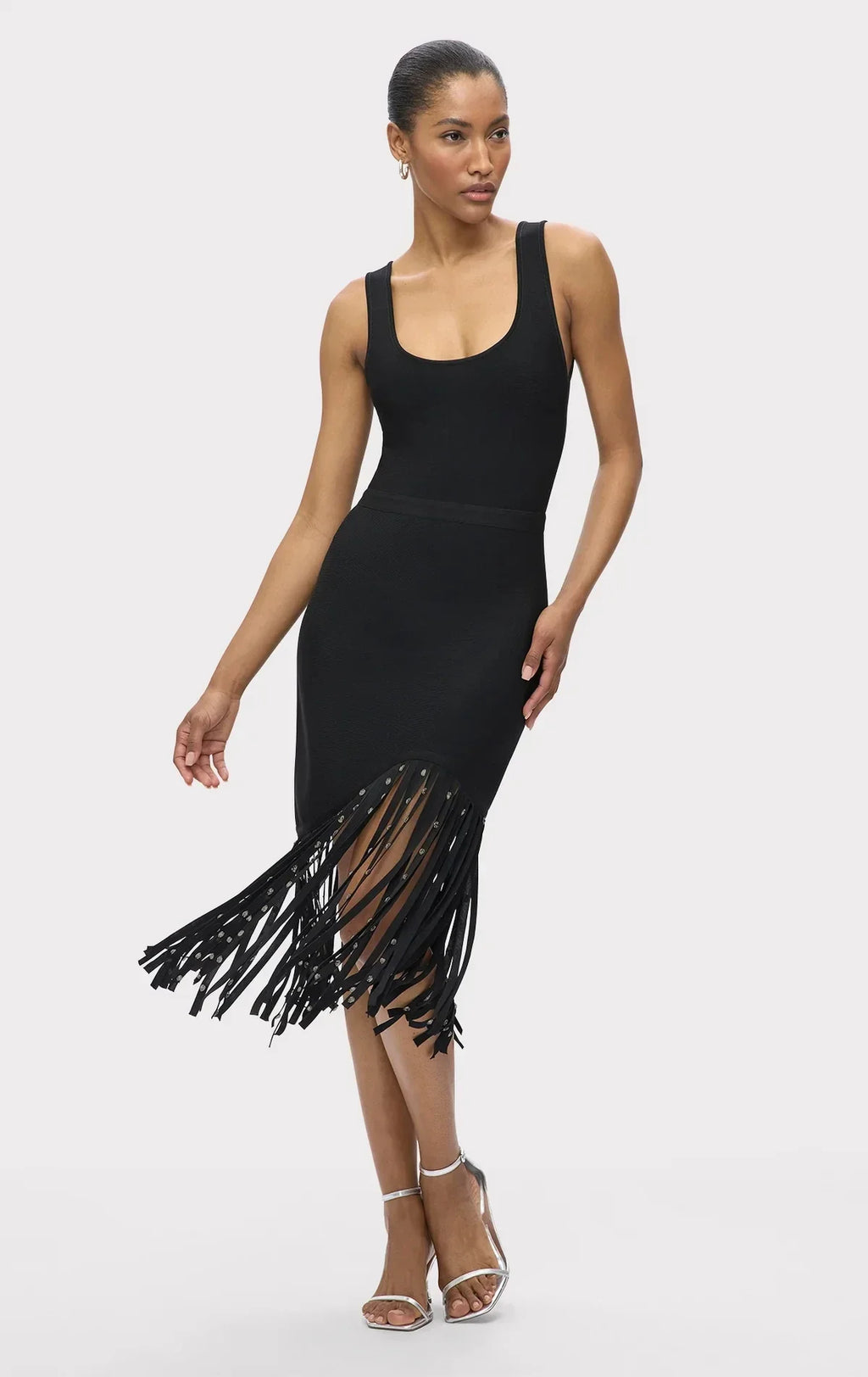 New Fashion Crystal Tassel Temperament Suspender Bodycon Bandage Dress Sexy Midi Evening Party Birthday Dresses Vestidos