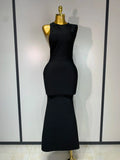 Women Sexy Backless Design Sleeveless Bodycon Bandage Dress Celebrity Elegant Evening Club Party Luxury Birthday Dresses black