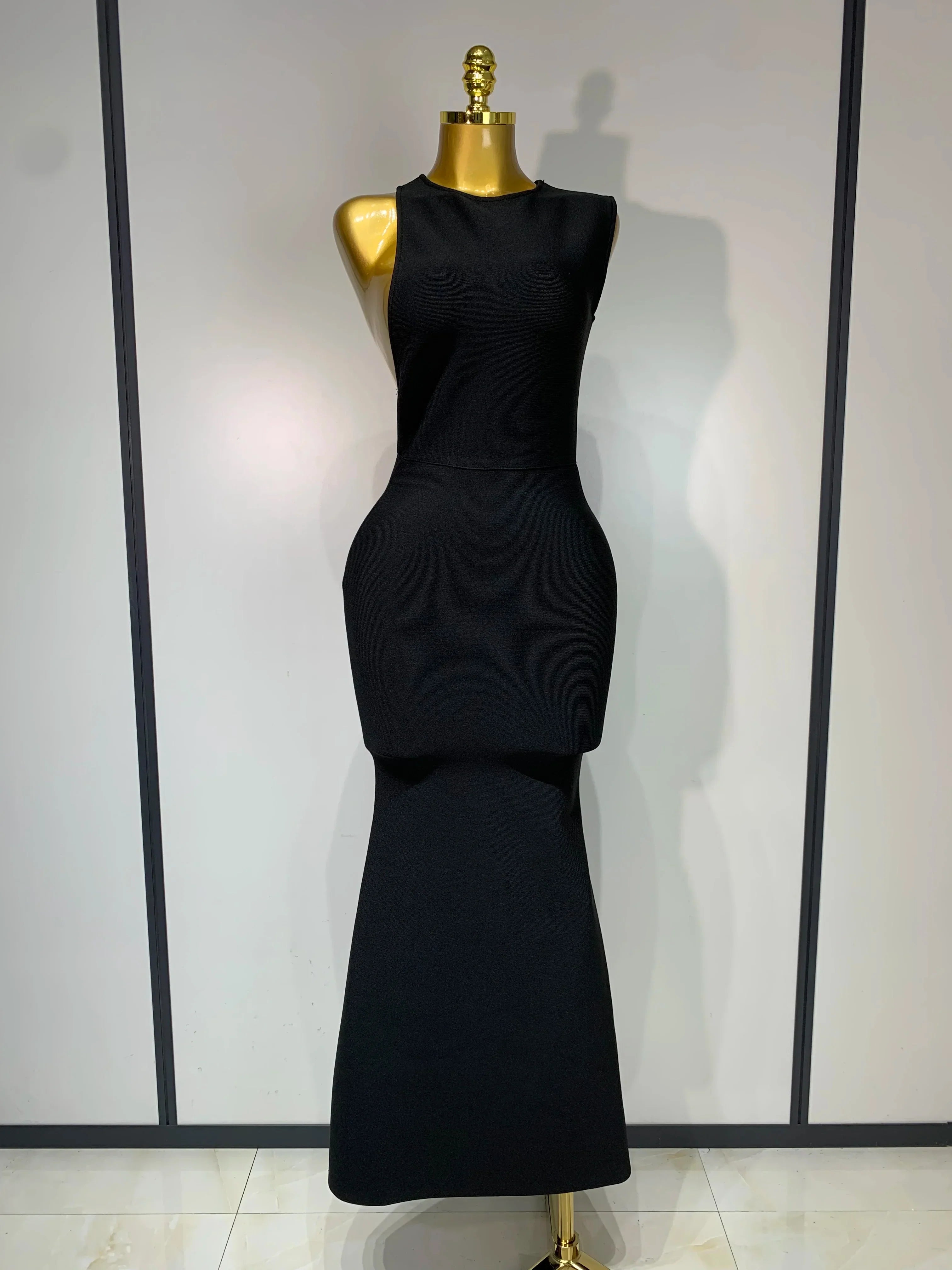Women Sexy Sleeveless Backless Design Bodycon Bandage Dress Celebrity Elegant Evening Club Party Luxury Birthday Dresses black