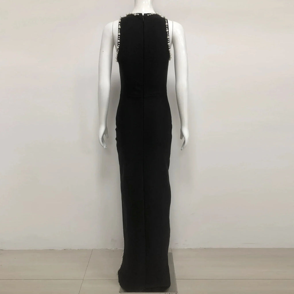 Women Sleeveless Sexy Shinning Rhinestones Bodycon Long Bandage Dress Celebrate Evening Party Birthday Fashion Wear