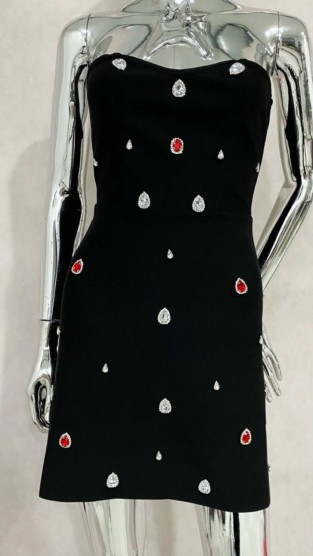 Shining Colorful Diamonds Strapless Black Bandage Mini Dress Fashion Woman Party Vestido Celebrity Birthday Outfit