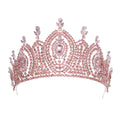 Baroque Wedding Crowns For Queen Crystal Bridal Tiara Crown For Pageant Miss Universe Diadem Prom Wedding Hair Jewelry Headpiece Blue Zinc Plated