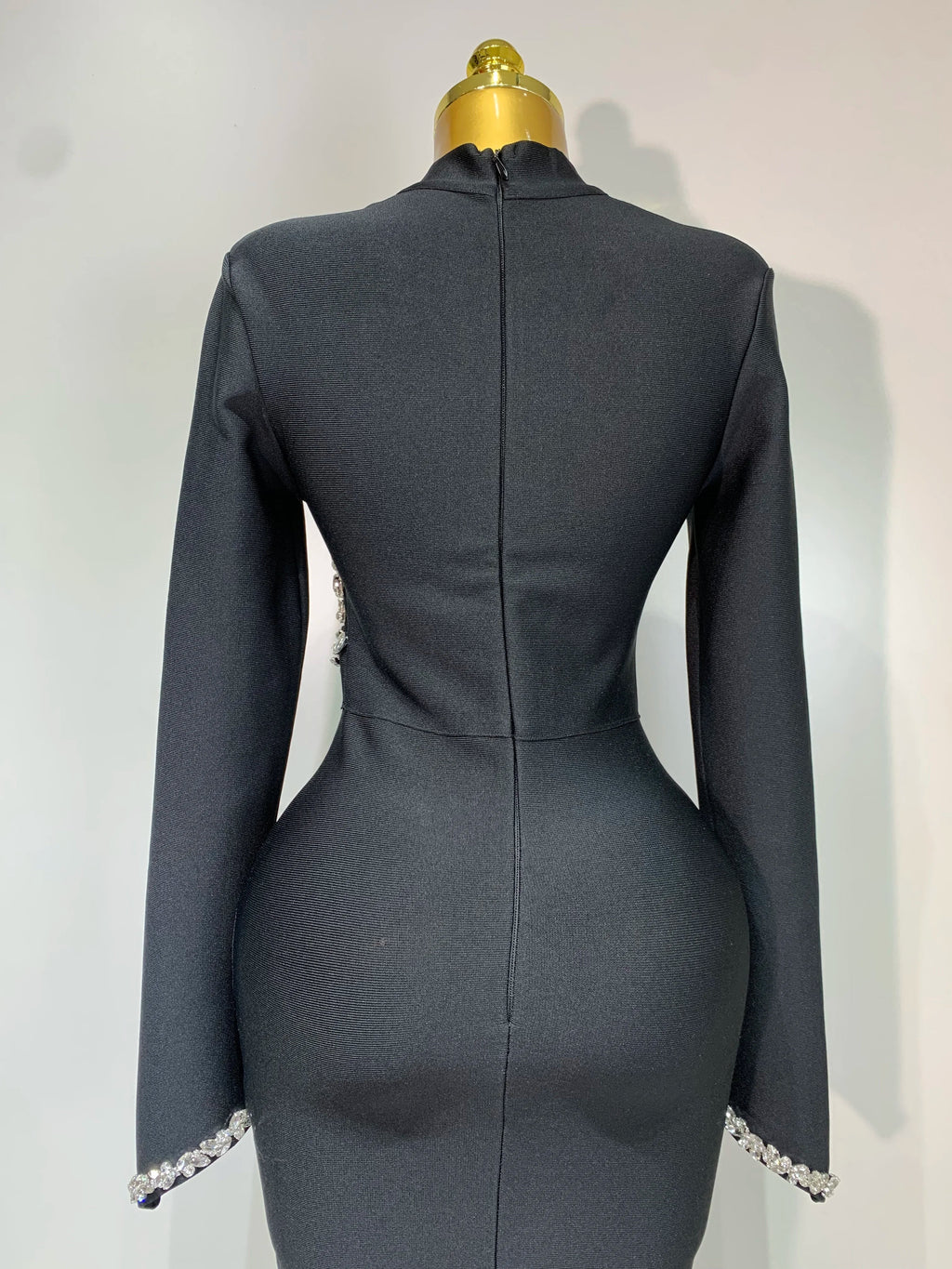 Women Sexy Long Sleeve Diamonds Maxi Long Bodycon Bandage Dress  Celebrity Elegant Evening Party Luxury Birthday Dresses