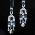 Blue Red AAA Zircon Bridal Earrings Cubic Zirconia Wedding Earring For Women Brides Accessories Dinner Party Dress Jewelry a