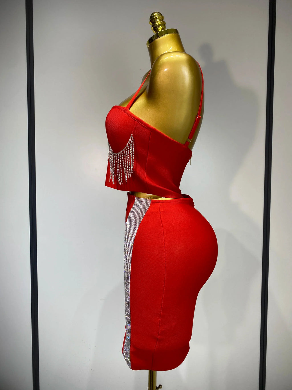 Women Sexy Sling Backless Tassels Bandage Skirt Two Piece Set  Knitted Celebrity Elegant Evening Luxury Birthday Dresses