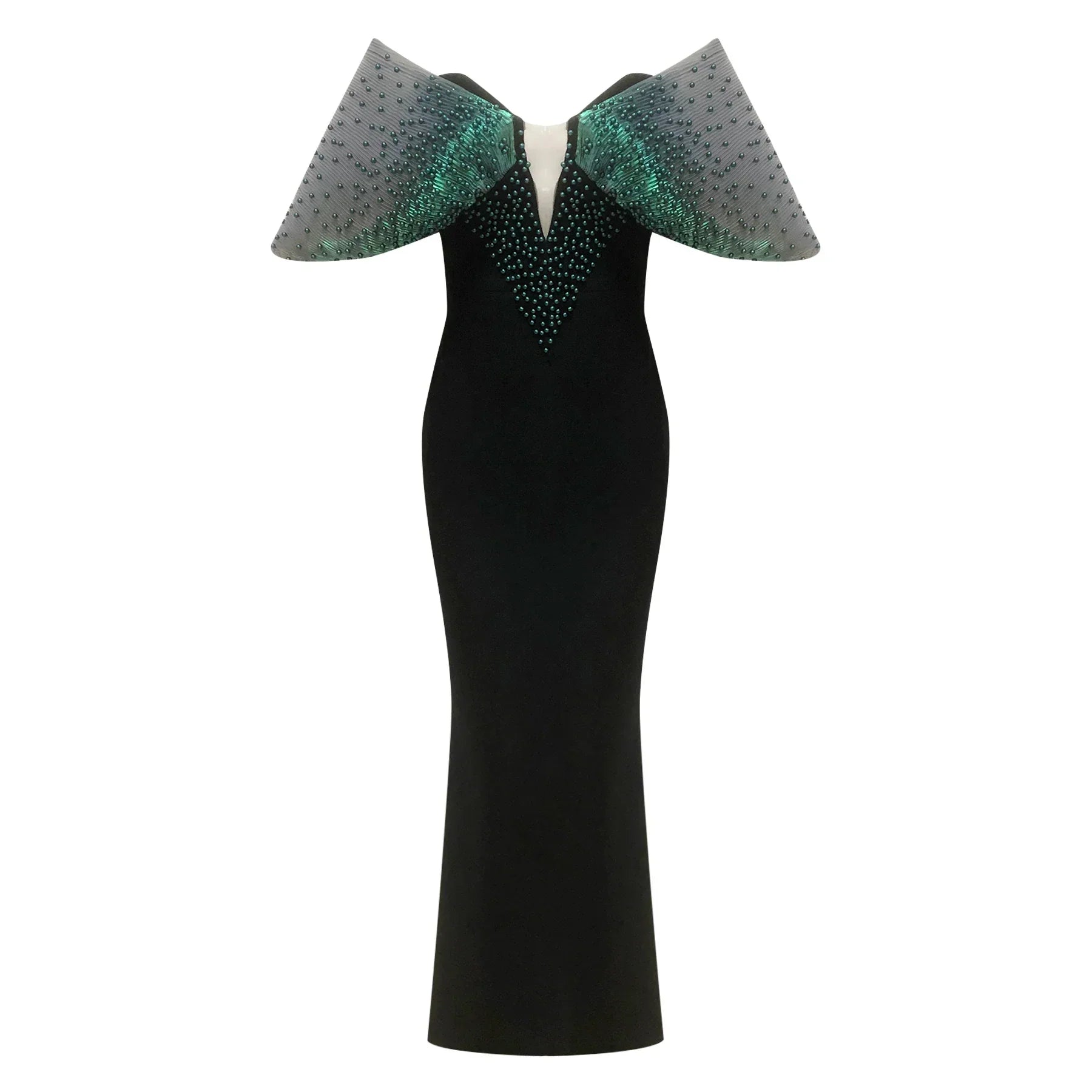 Ladies Women Celebrity Sexy Off Shoulder Pearl White Bodycon Maxi Long Bandage Dress Elegant Evening Club Party Outfit