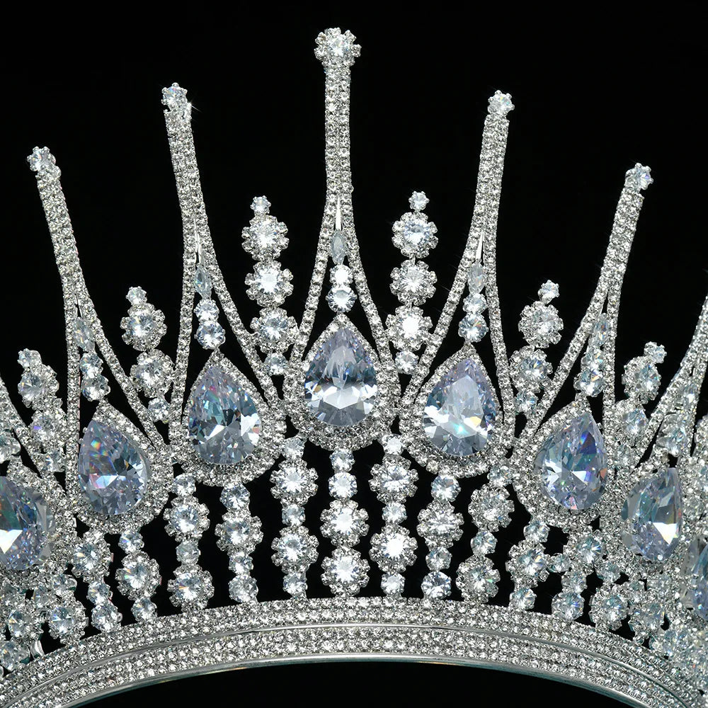 Baroque Queen Crowns For Women Crystal Zircon Big Bridal Tiara Crown For Wedding Pageant Miss Universe Diadem Bride Headpiece