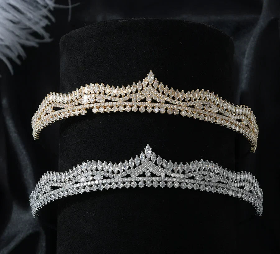 AAA Zircon Tiara Crown Zirconia Diadem Women Brides Princess Queen Headpiece Headband Wedding Accessories Bridal Hair Jewelry