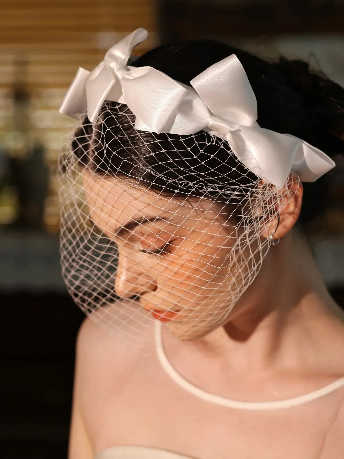 White Hairband Headband Face Veil Headpiece Headdress Bride Women Party Dinner Headwear Bridal Jewelry Wedding Hair Accessories