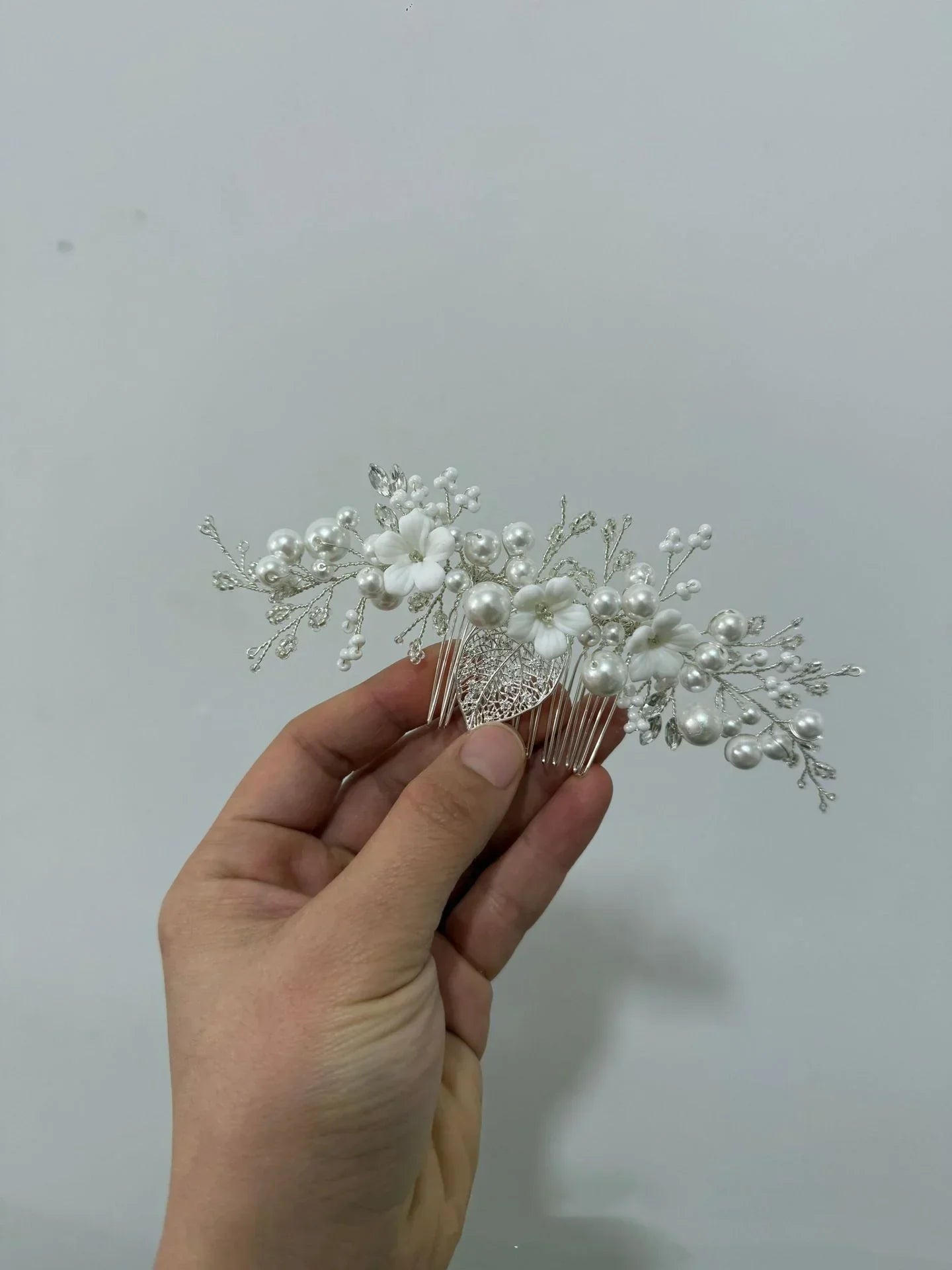 Flower Bridal Hair Comb Headpieces For Wedding Hair Accessories Pearl Bride Hairpin Hair Clips Prom Wedding Hair Piece Headdress sliver 2