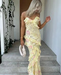 Colorful Spaghetti Strap Printed Midi Dress