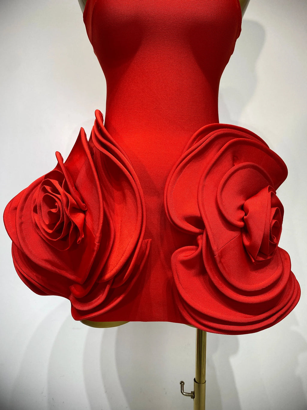 Celebrity Sexy Strapless Backless Flower Red Mini Bodycon Bandage Dress Knitted Elegant Evening Club Luxury Birthday Dress