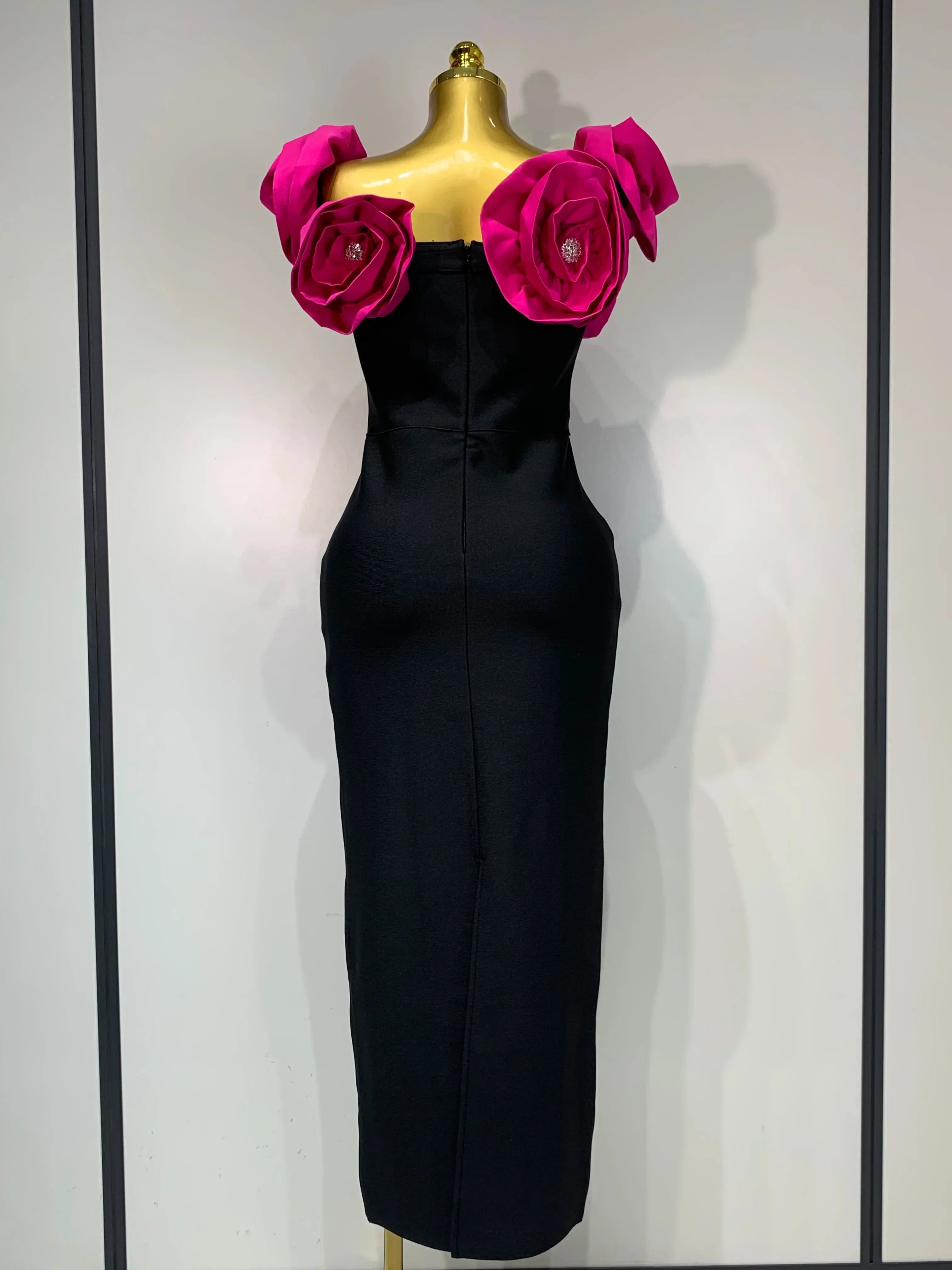 Women Sexy Off Shoulder Flower Diamonds Bodycon Bandage Dress Celebrity Elegant Evening Luxury Birthday Party Dresses