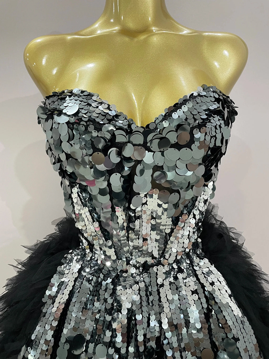 Sparkly Black Sequins Two Pieces Set  Women Party Evening Prom Celebrate Birthday Dress Nightclub Photo Shoot Stage Costume