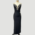 Women Shinning Crystal Strapless Off the Shoulder Bodycon Long Bandage Dress Elegant Evening Party Birthday Outfit black