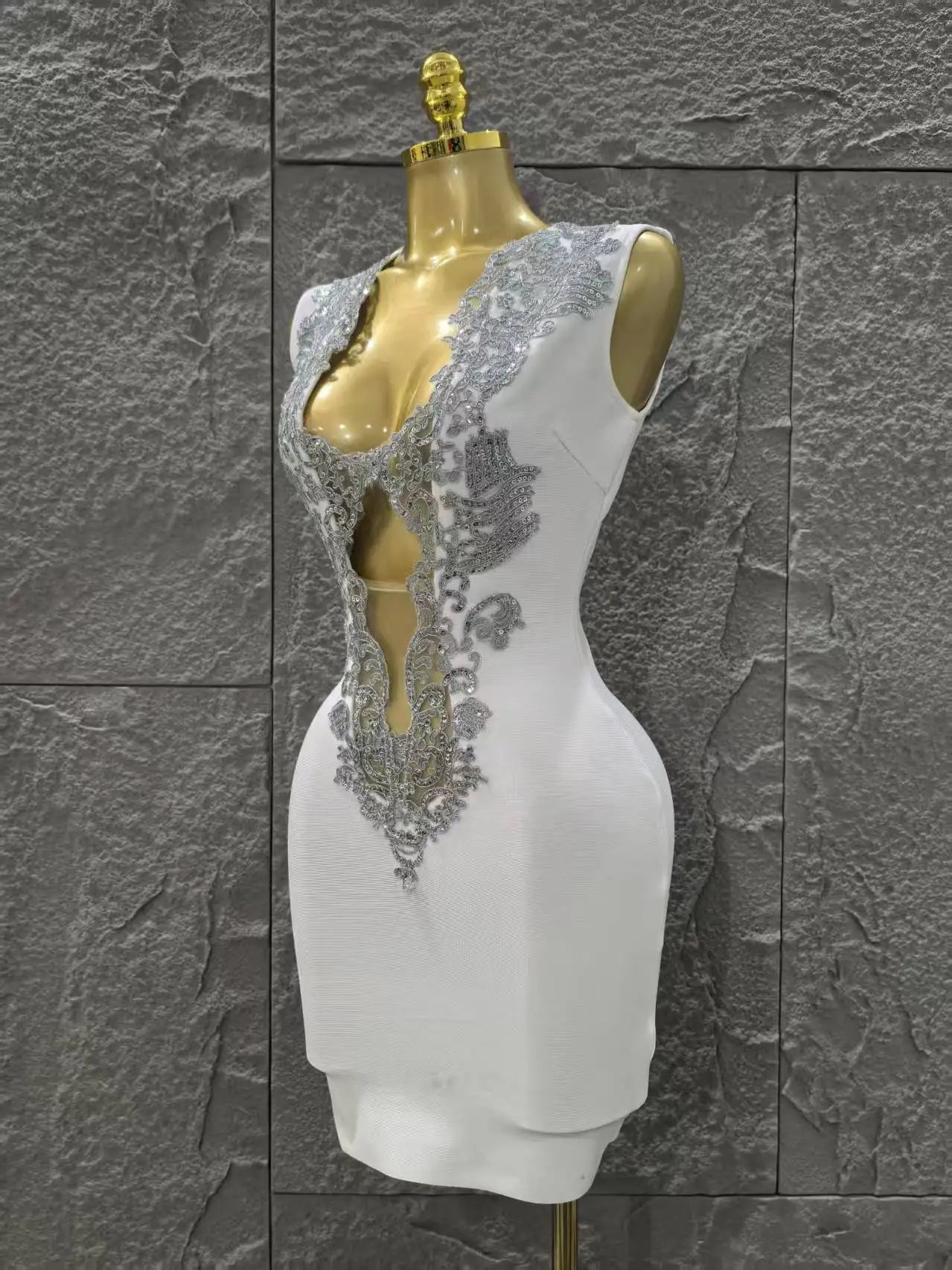 Women Sleeveless Sexy V-Neck Bodycon Mini Bandage Dress Rayon Celebrate Nightclub Party Birthday Cocktail Fashion Dress