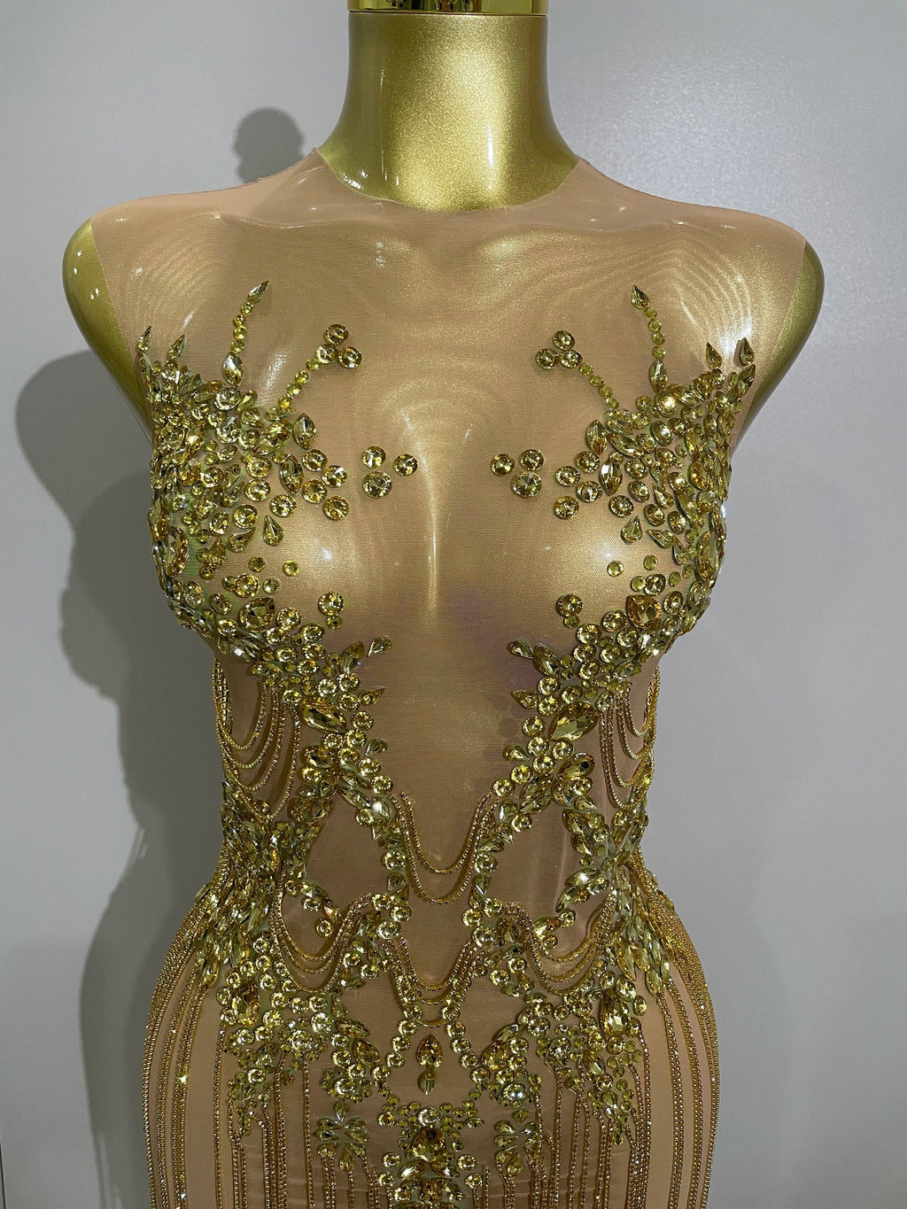 Luxury Sparkly Rhinestones Chain Sleeveless Mini Dress  Women Sexy Performance Dance Nightclub Outfit Birthday Party Dress